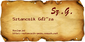 Sztancsik Géza névjegykártya